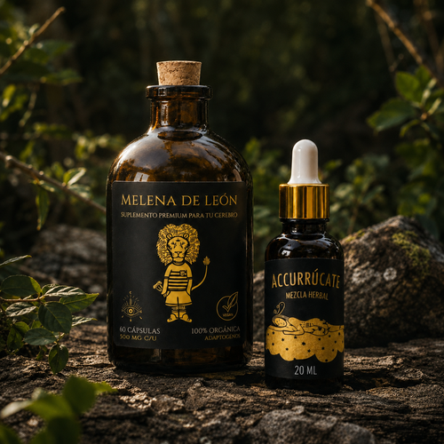Kit Día y Noche de Conecta Tierra con cápsulas de Melena de León para el enfoque y tintura Acurrúcate para el descanso
