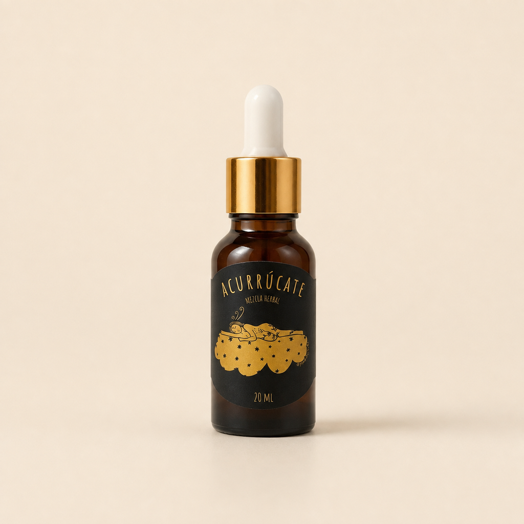 Acurrúcate, tintura herbal para el descanso en frasco gotero de 20 ml