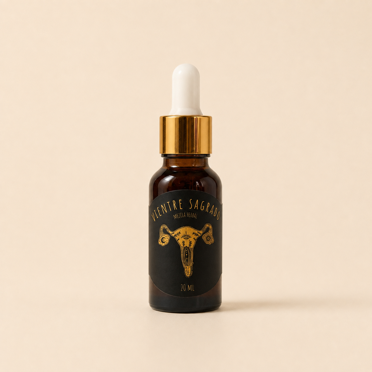 Vientre Sagrado, tintura herbal para acompañar el ciclo en frasco gotero de 20 ml